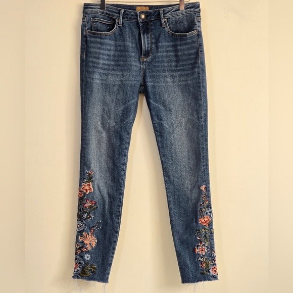 Driftwood Jackie Skinny Jeans With Embroidery Size 30 - Picture 1 of 9